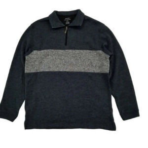 Haggar Mens Black & Gray Fleece Quarter-Zip Pullover Sweater Jacket
